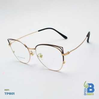 Montura Metálica De Lujo Tp801 Negro Dorado