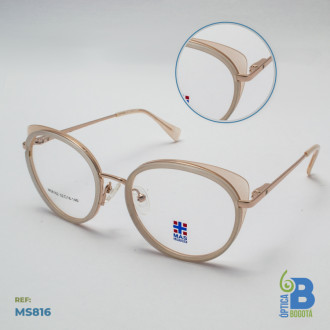 Montura Metalica De Lujo Ms816 Transparente Dorado