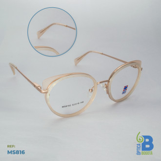 Montura Metalica De Lujo Ms816 Transparente Dorado